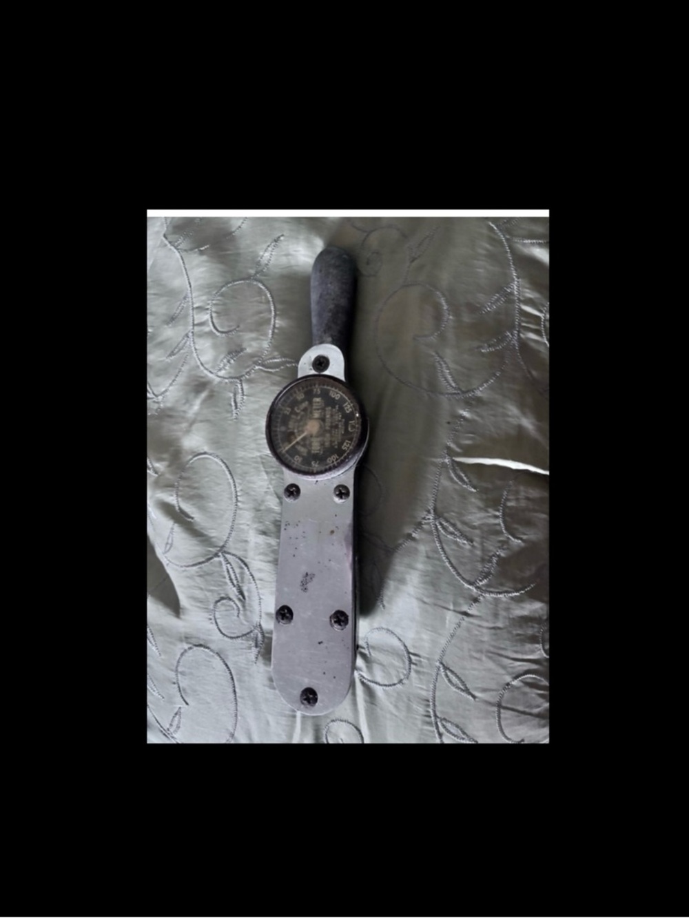 Vintage Metal Torque Wrench with Dial Gauge - Black/Silver